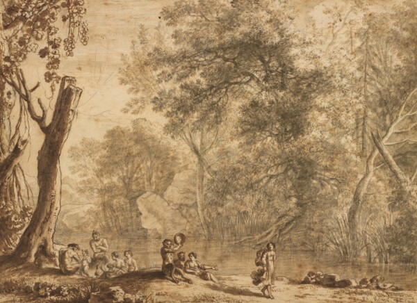 Herman van Swanevelt, Woodland Landscape with Nymphs and Satyrs