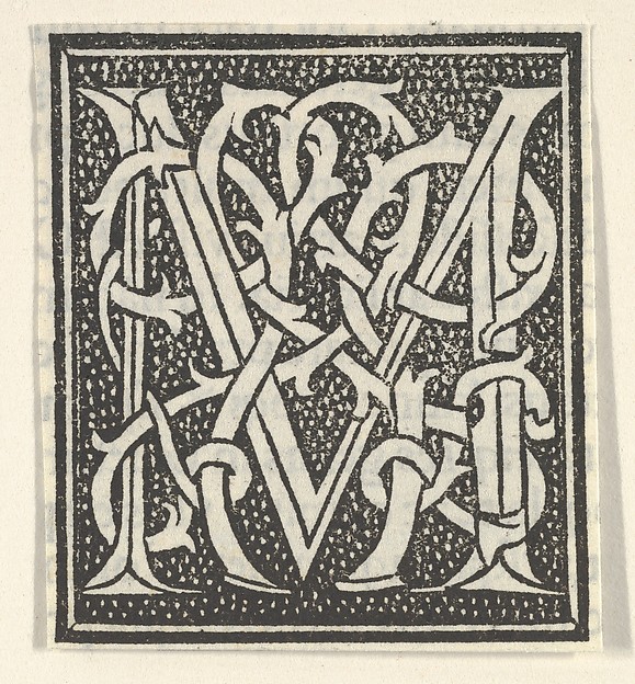 Anonymous, Italian, 16th century, Initial letter M on patterned background