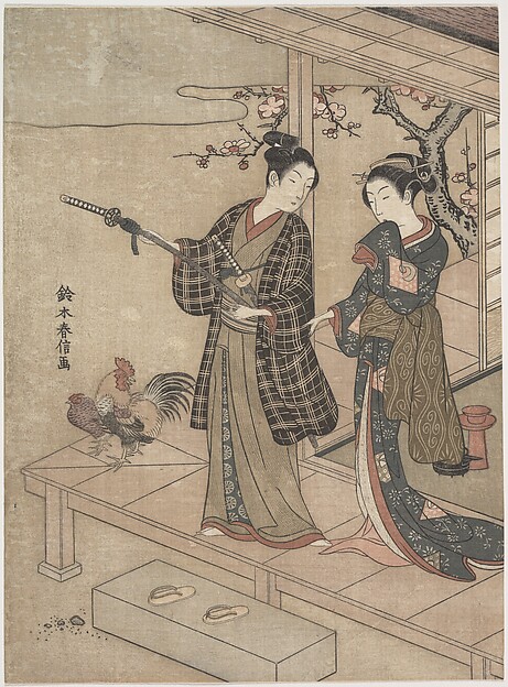 Suzuki Harunobu, Gentleman Taking Leave of His Lady on a Veranda
