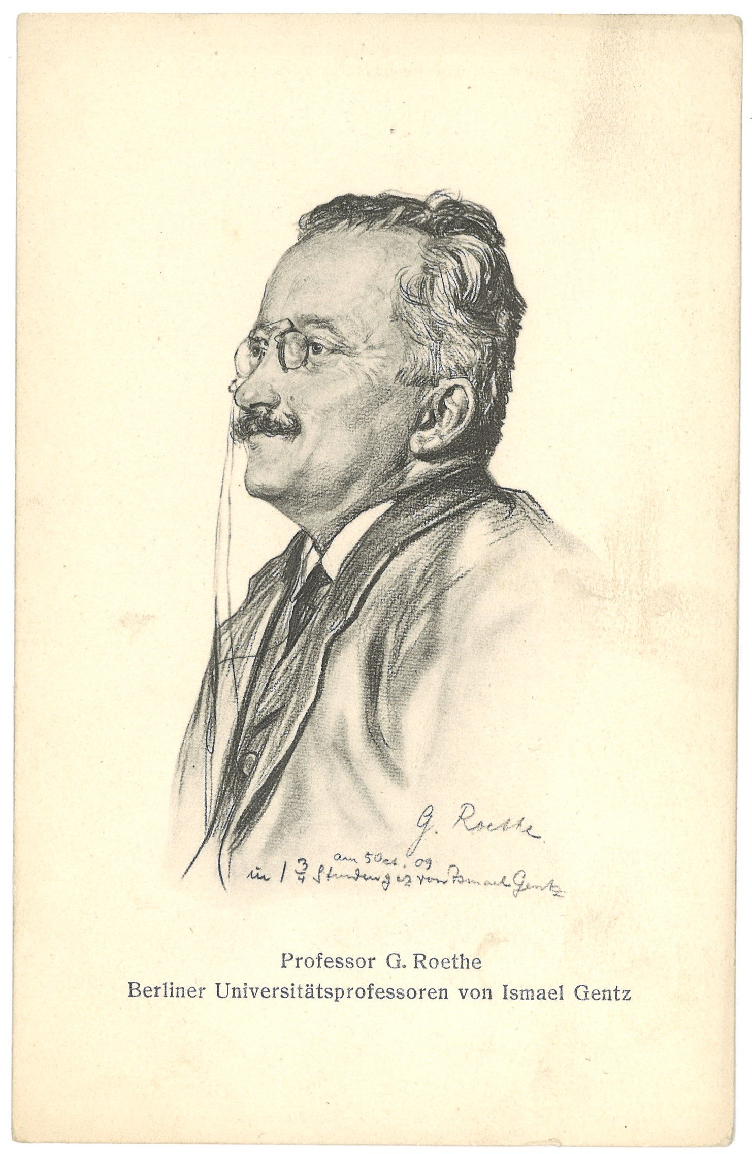 Ismael Gentz, Roethe, Gustav (1859–1926), Germanist (Zeichnung von Ismael Gentz)
