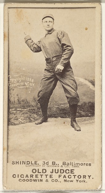 Goodwin & Company, Shindle, 3rd Base, Baltimore Orioles, from the Old Judge series (N172) for Old Judge Cigarettes