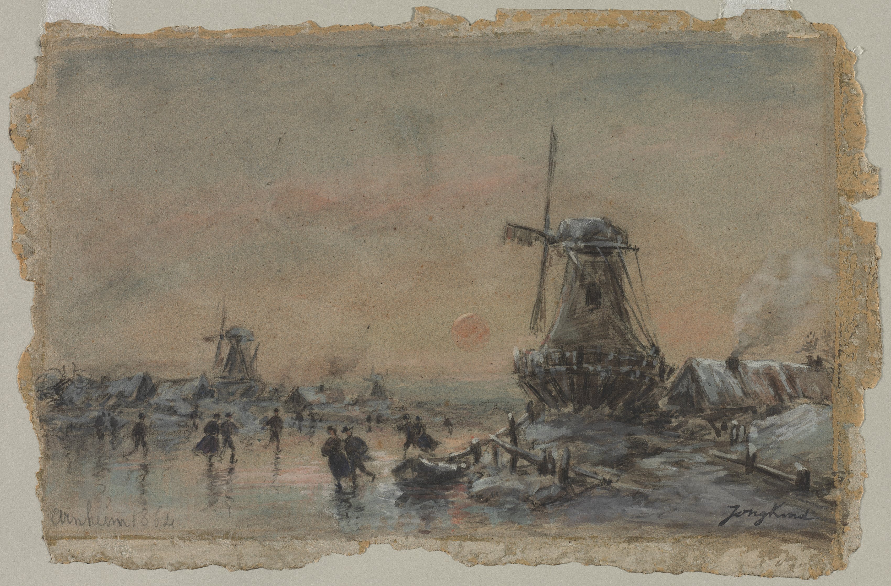 Johan Barthold Jongkind, View of Arnheim (recto)