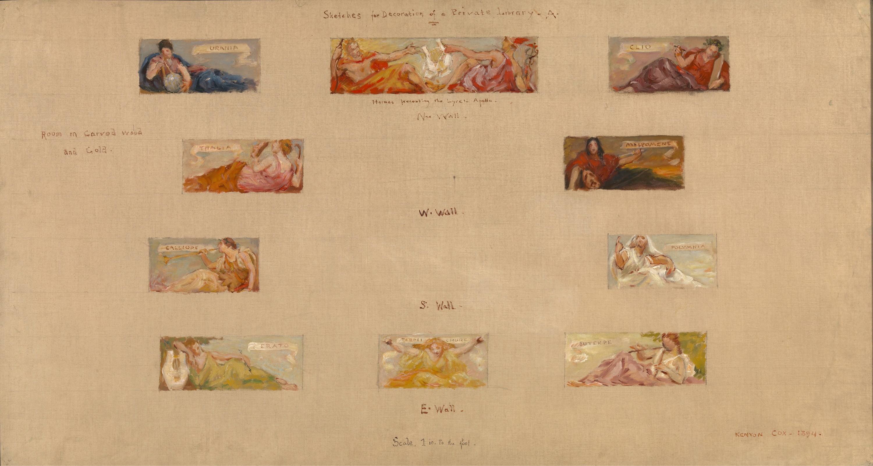 Kenyon Cox, Sketches for the Decoration of a Private Library "A"