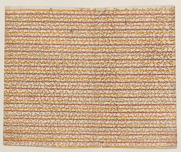 Anonymous, Sheet with overall stripe pattern with squiggly lines