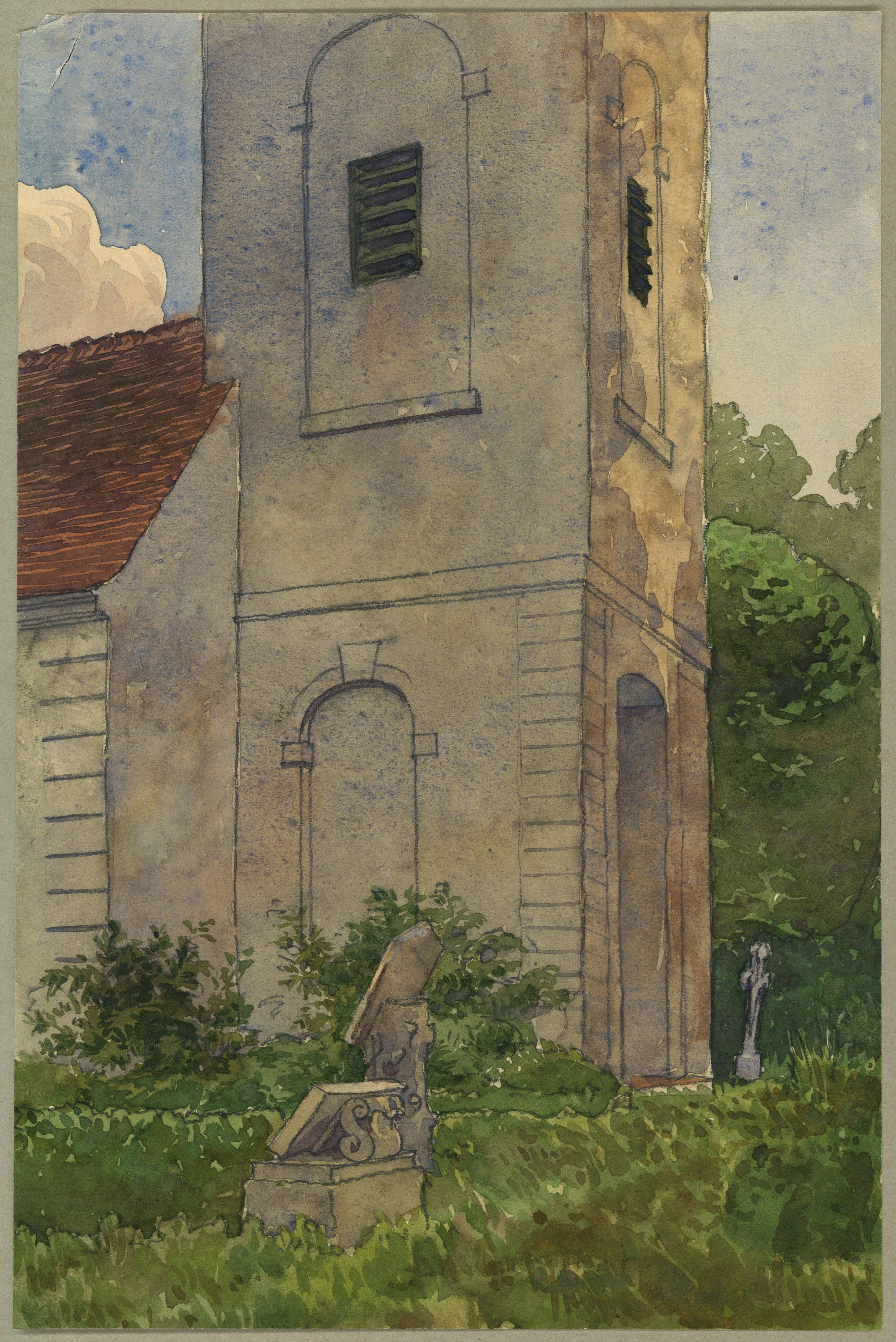 Otto Stiehl, Unidentifizierter Ort: Dorfkirche von Nordwesten