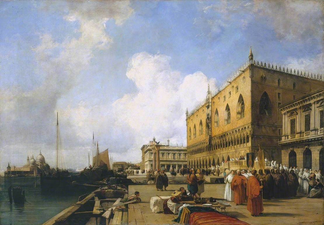 Richard Parkes Bonington, Venice: Ducal Palace with a Religious Procession