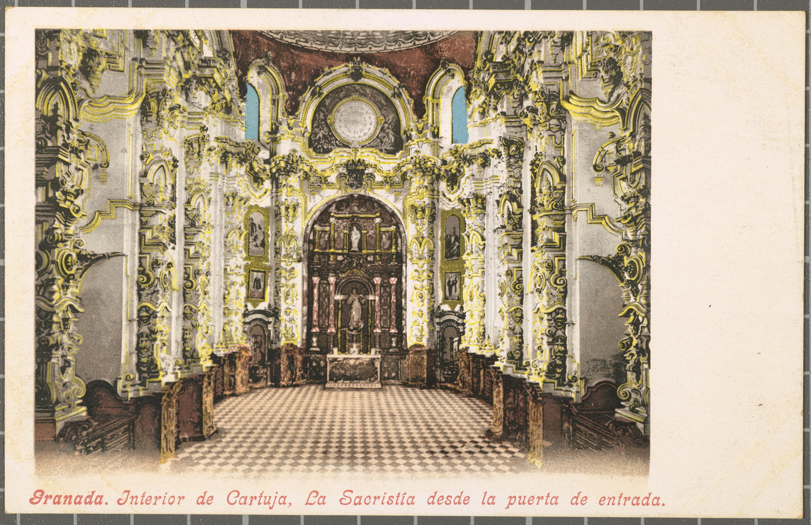 Desconegut, Granada. interiror de Cartuja, La Sacristía desde la puerta de entrada.