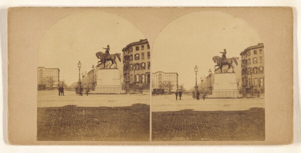 New York Stereoscopic Company, Statue of Washington, Union Square, New York. - No. 2. Everett House on the Left.