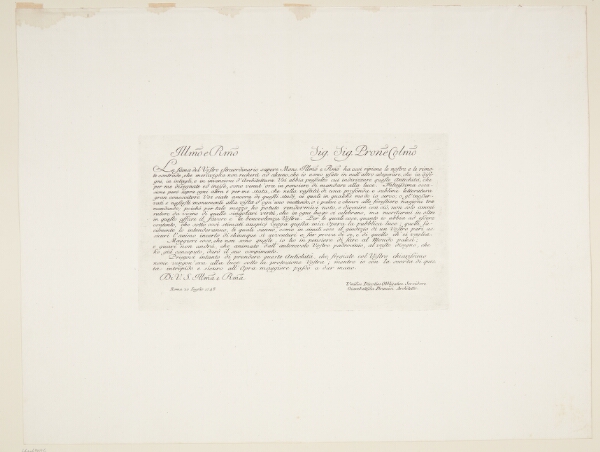 Giovanni Battista Piranesi, Dedikation til Giovanni Bottari