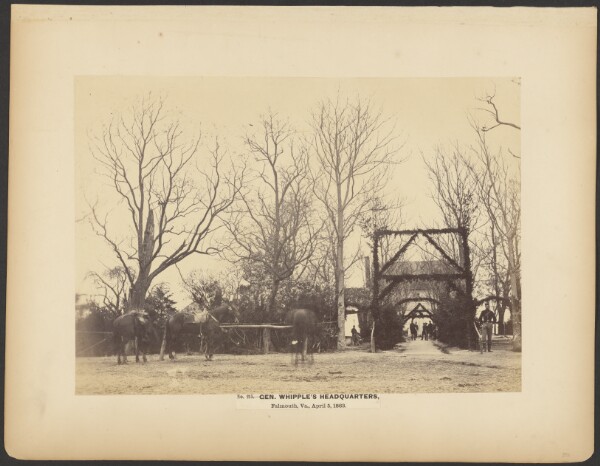 A. J. Russell, No. 215. Gen. Whipple's Headquarters. Plymouth, Va., April 5, 1863.