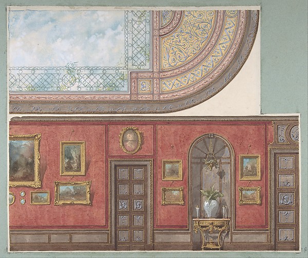Jules-Edmond-Charles Lachaise, Design for Gallery Elevation and Ceiling, Hôtel Cottier