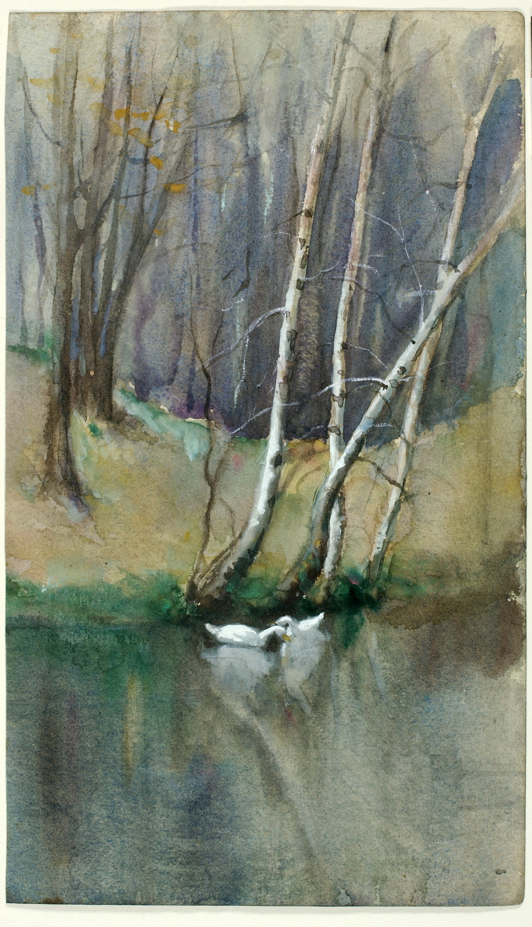 Edward Mitchell Bannister, Untitled (Wood Scene with Birch Trees and Ducks)