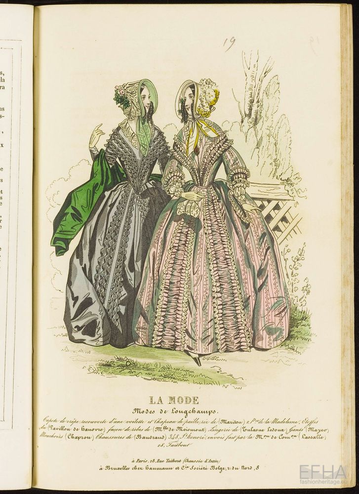 Unknown artist, Modeprent (in kleur) uit 'La mode : album des salons' 1842-01-06