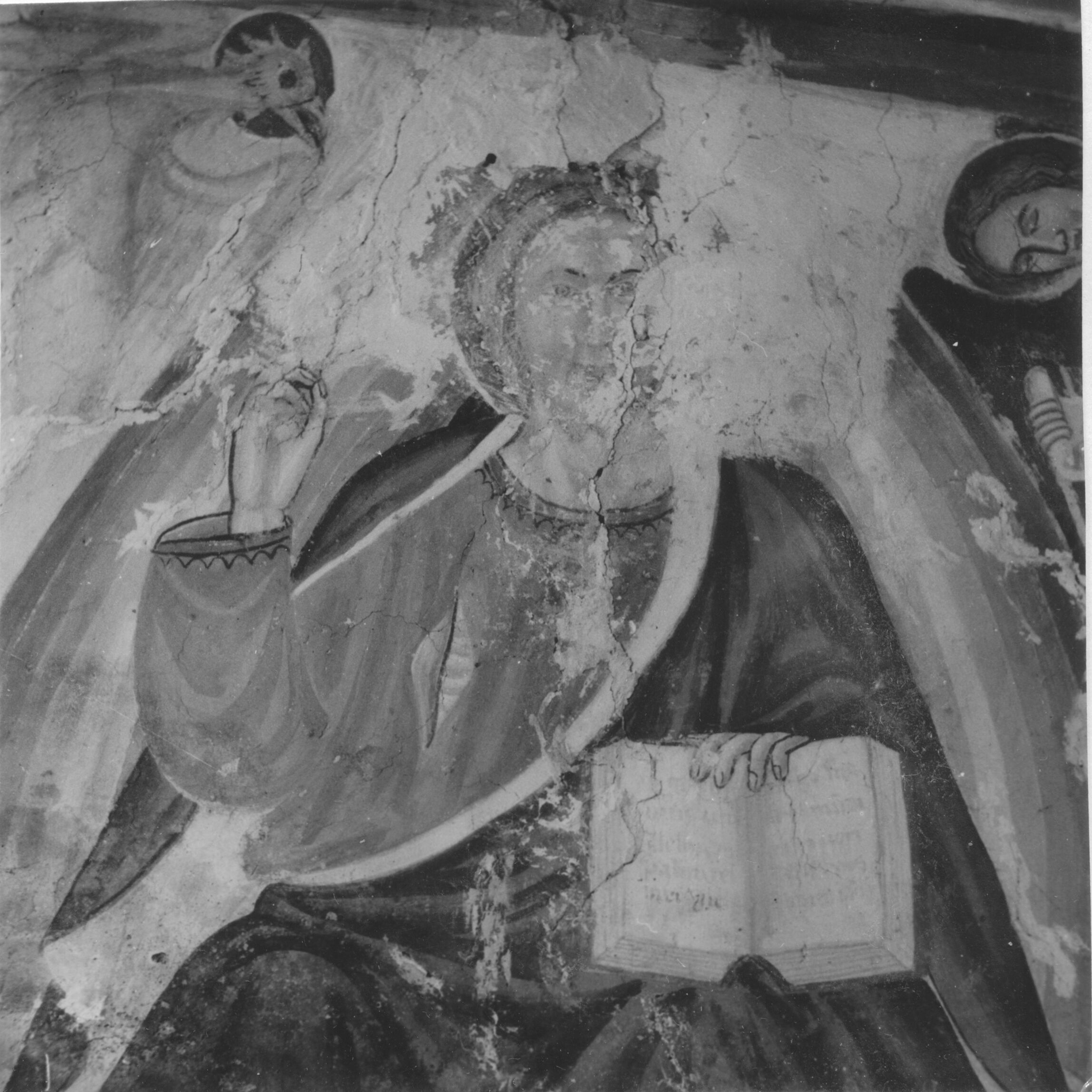 Branko Fučić, Sorbar (Buje), crkva sv. Petra, unutrašnjost: detalj freske u apsidi: Krist u slavi, gornji dio; talijanska škola oko 1400. godine