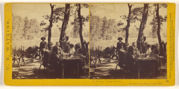 Carleton Watkins, In Camp, Camp Grove, Yosemite Valley, Mariposa County, Cal.
