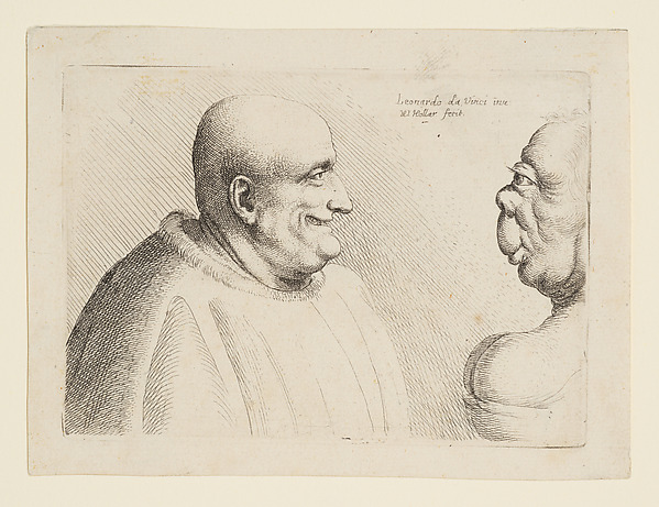 Wenceslaus Hollar, Two Deformed Heads Facing Inwards
