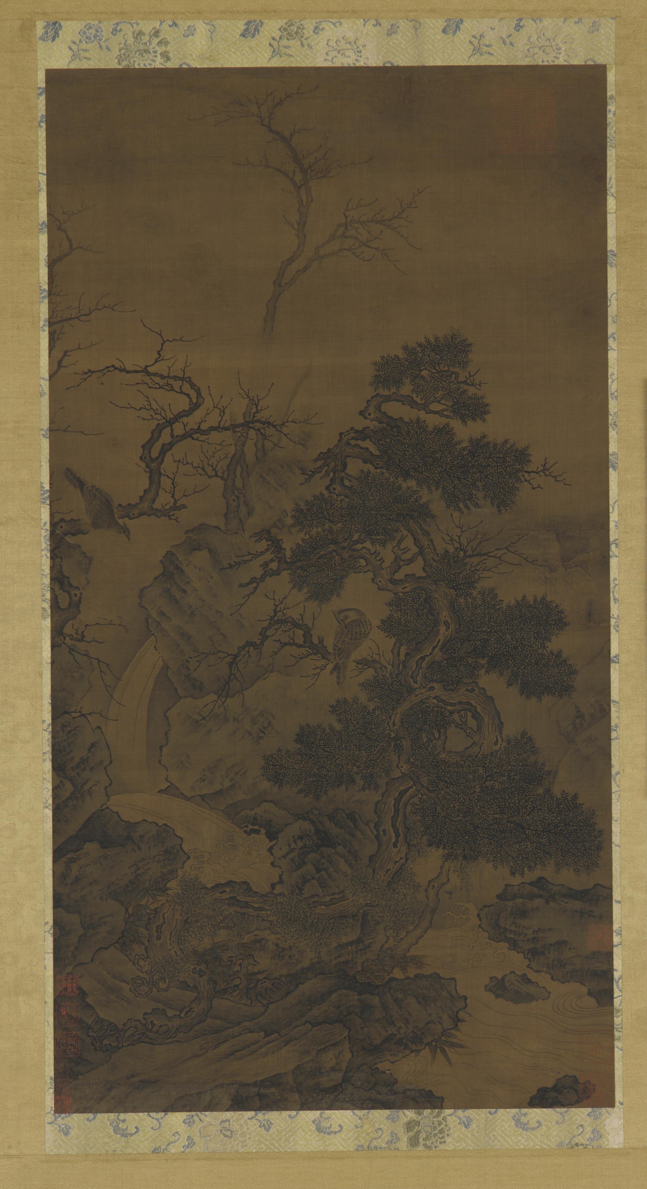 Formerly attributed to Li Di, Rocks, trees, brook, and hawks