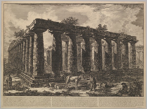 Giovanni Battista Piranesi, View showing the remains of a large enclosure of columns..., from Différentes vues de quelques Restes de trois grands Edifices qui subsistent encore dans le milieu de l'ancienne Ville de Pesto autrement Posidonia qui est située dans la Lucanie (Different views of some of the remains of three great …