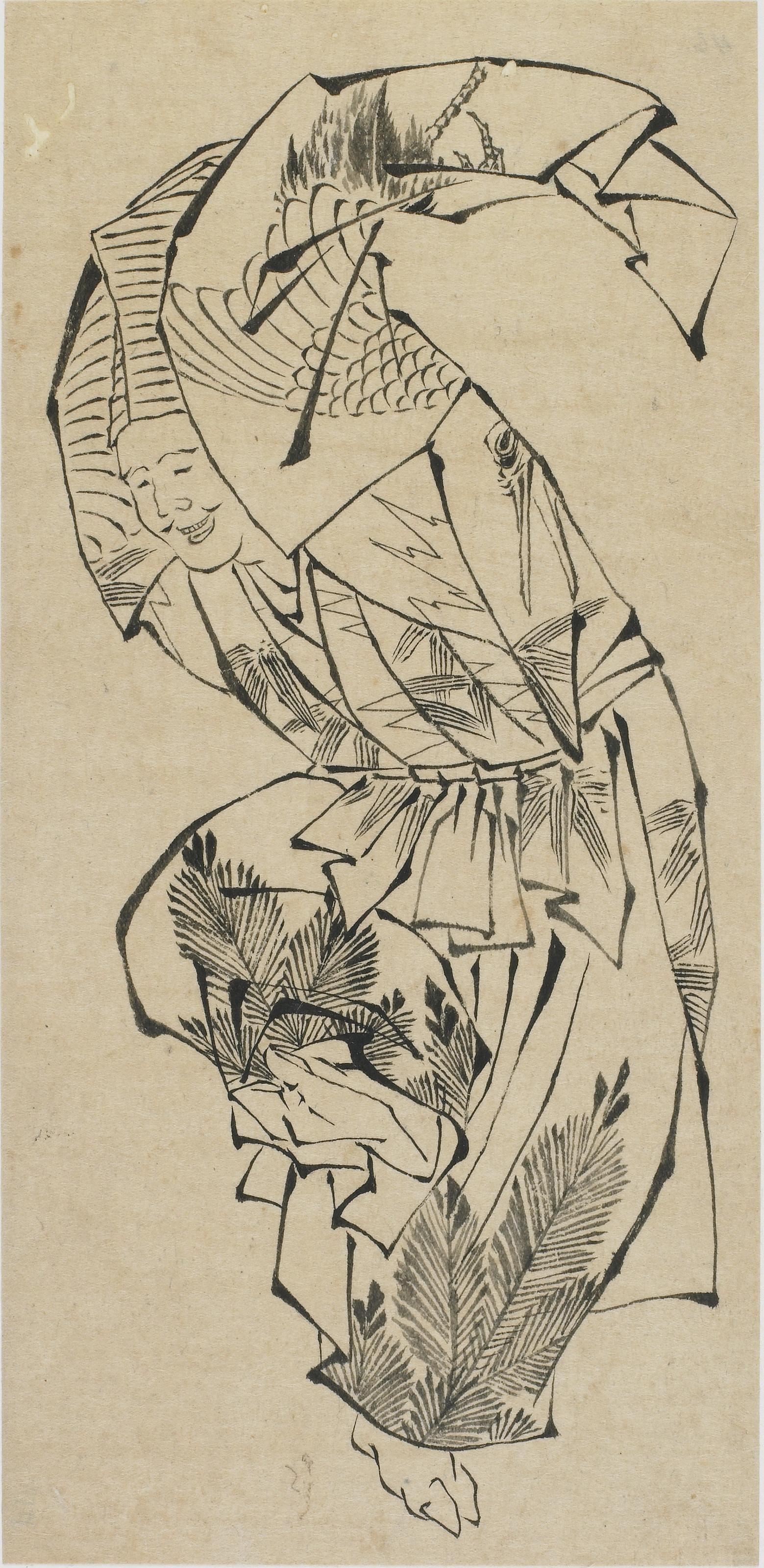 Katsushika Hokusai, Male dancer, Manzai