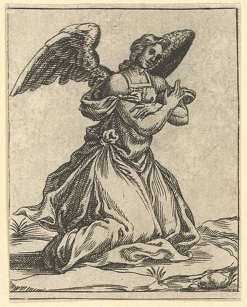 Giorgio Ghisi, The Virgin of Sorrows: Angel; one of nine surrounding compartments from the Virgin of Sorrows, now separated