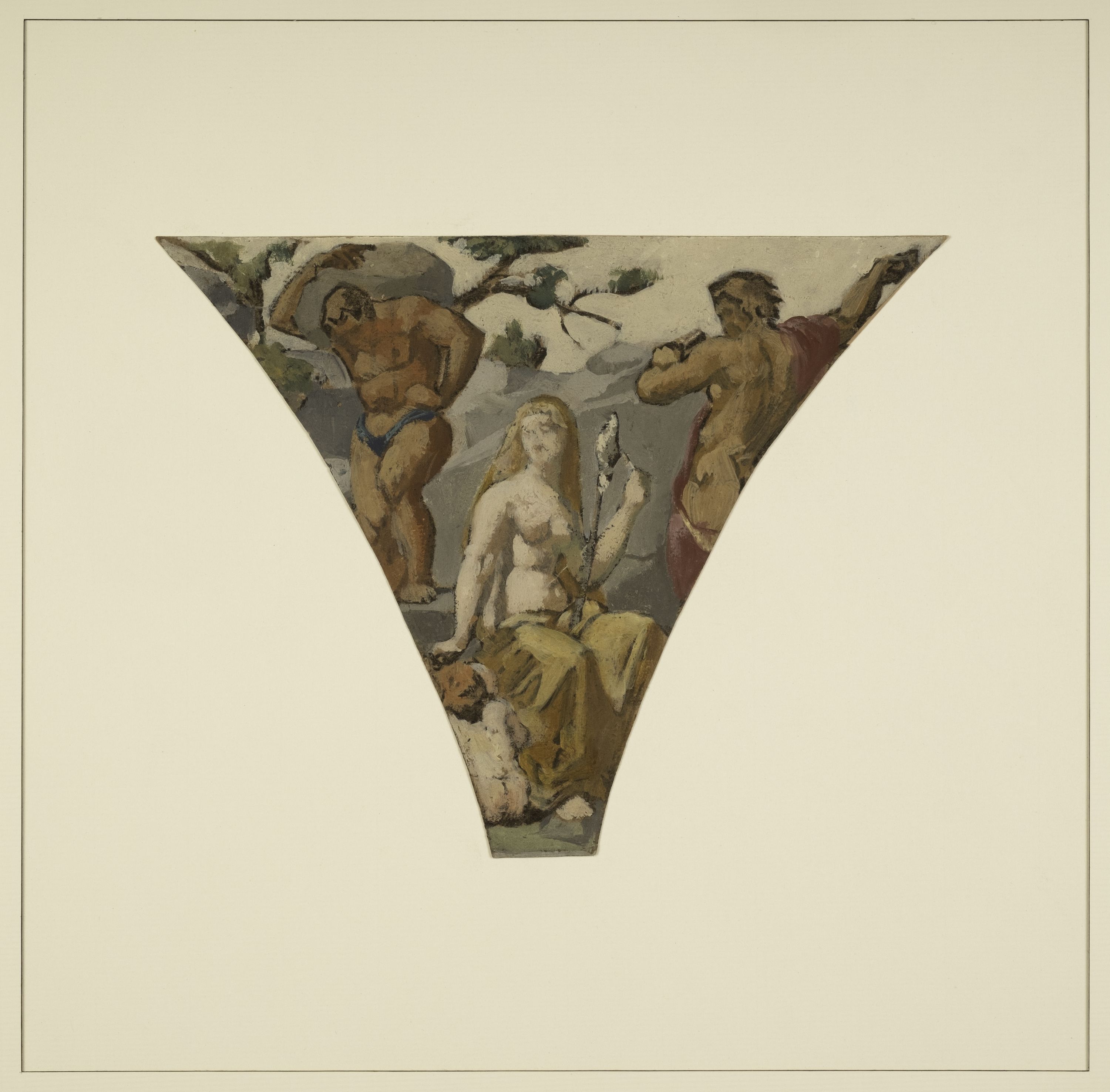 Henri Lehmann, Esquisse pour la grande galerie des Fêtes de l'ancien Hôtel de Ville de Paris : L'homme prépare les matériaux destinés à sa demeure (Et vestes et tecta parant)