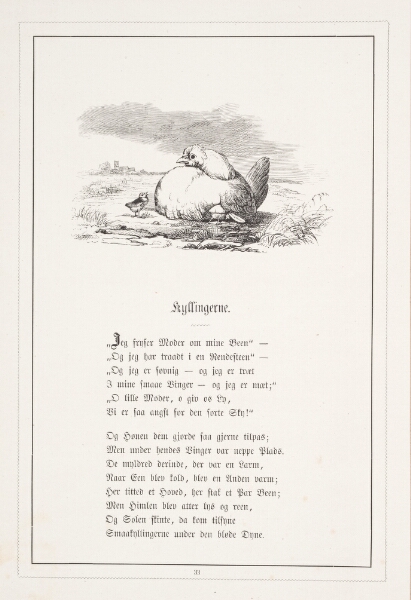 H.P. Hansen, Kyllingerne. Illustration til H.V. Kaalund, "Fabler for Børn"