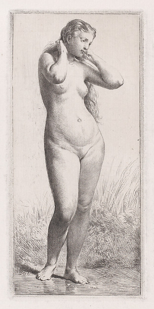 Charles Jacque, Jeune Femme au Bain