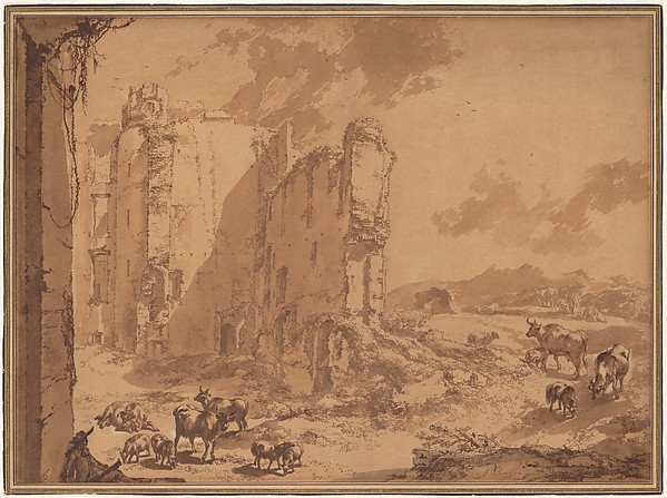 Nicolaes Berchem, Italianate Landscape with the Ruins of Brederode Castle
