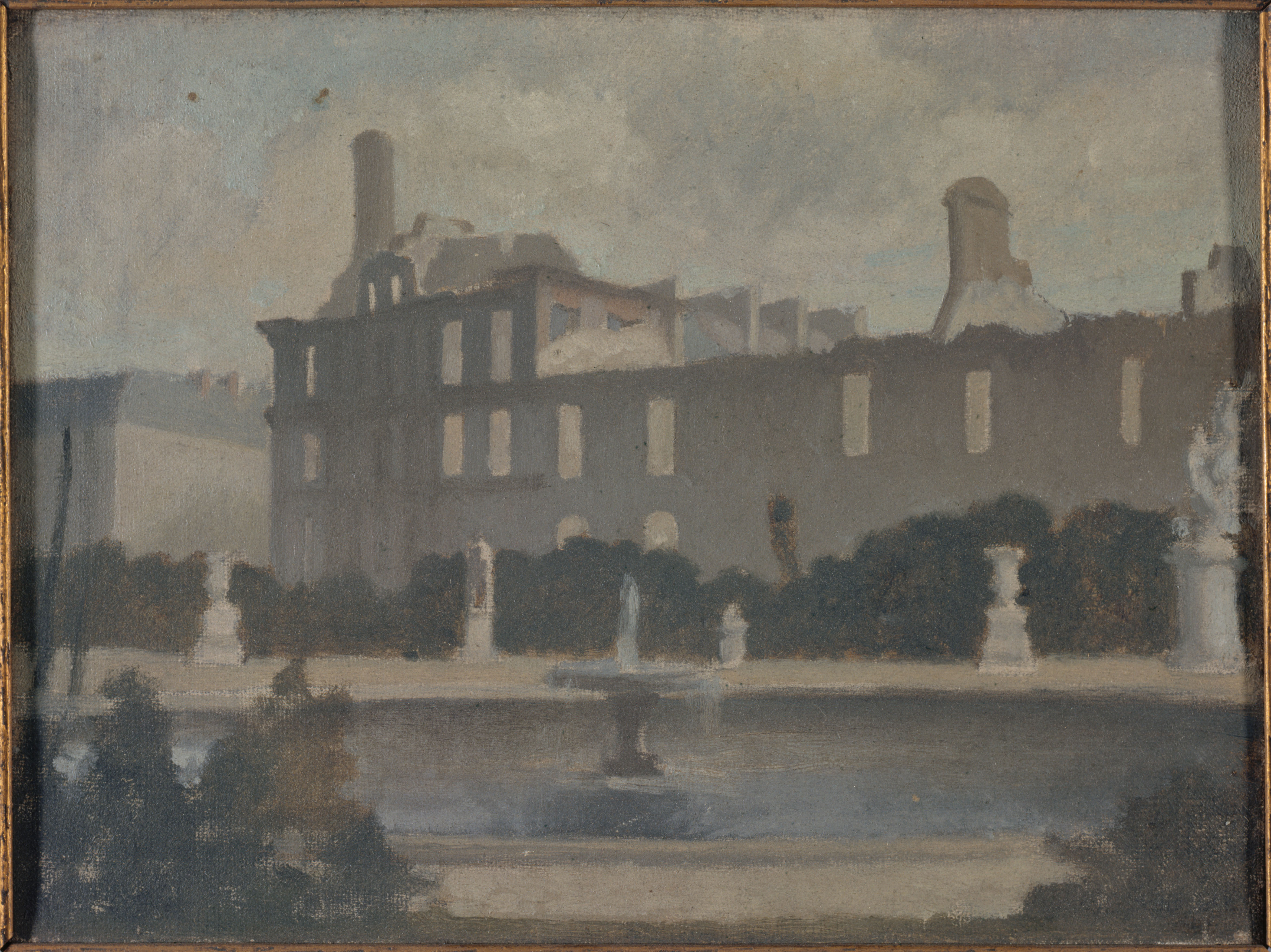 Anonyme, Vue du palais des Tuileries, après l'incendie de la commune : le pavillon de Marsan et l'aile du théâtre.
