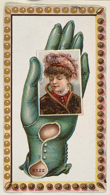 Allen & Ginter, Card Number 22, cut-out from banner advertising the Opera Gloves series (G29) for Allen & Ginter Cigarettes