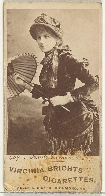 Allen & Ginter, Card 409, Jennie Bernhardt, from the Actors and Actresses series (N45, Type 1) for Virginia Brights Cigarettes