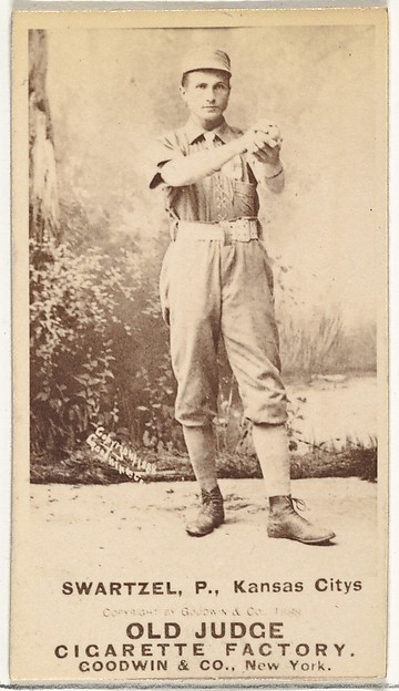 Goodwin & Company, Parke B. Swartzel, Pitcher, Kansas City Cowboys, from the Old Judge series (N172) for Old Judge Cigarettes