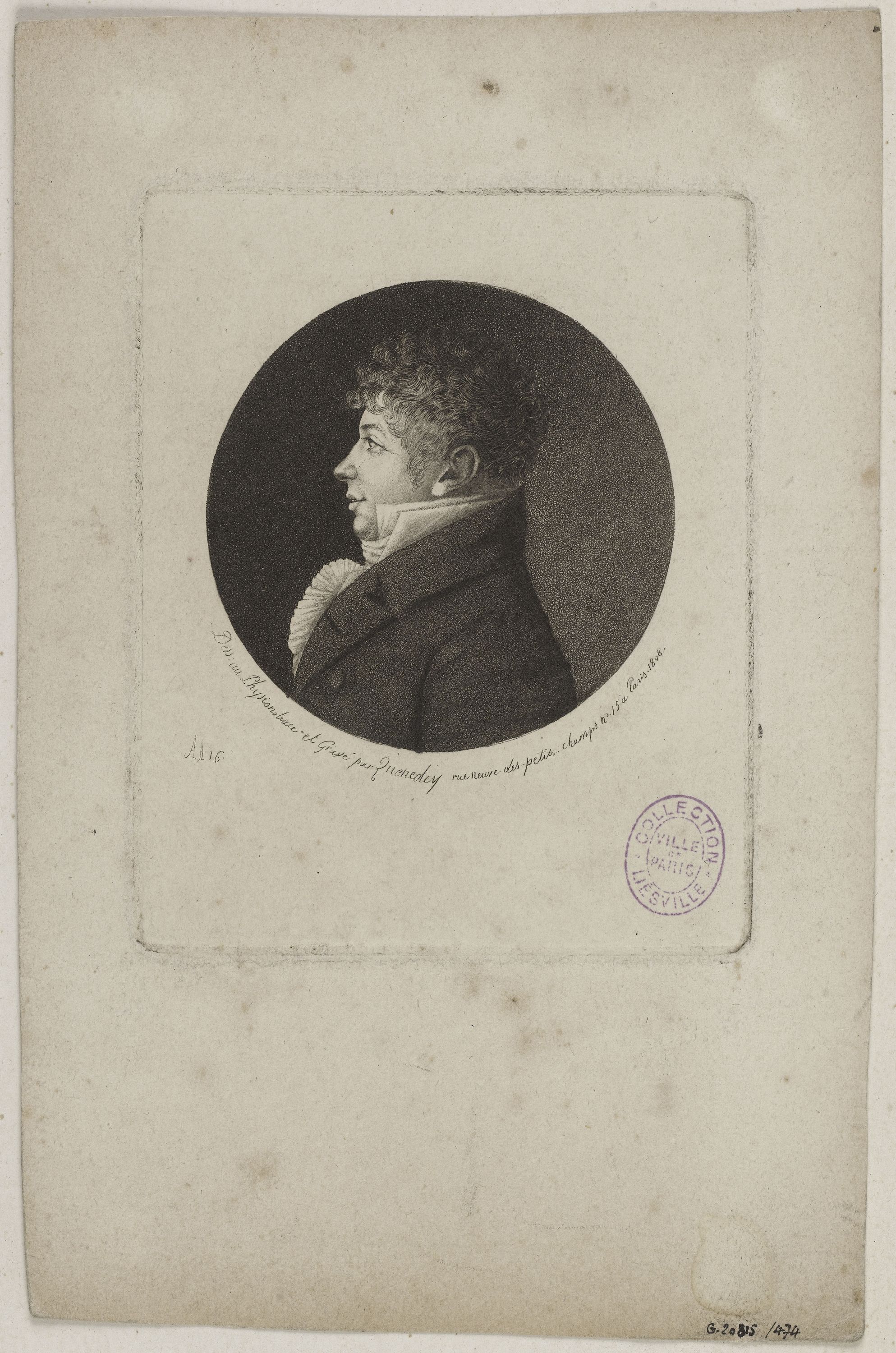 Edmé Quenedey, Portrait d'un homme, fin XVIIIème siècle/début XIXème siècle
