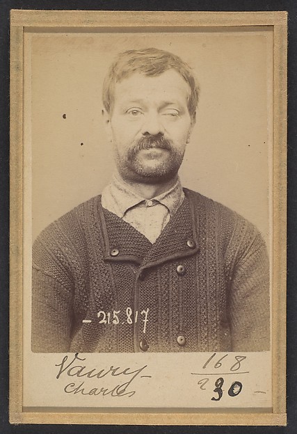 Alphonse Bertillon, Vaury. Charles, Joseph. 43 (ou 44) ans, né le 31/3/59 à Sedan. Mécanicien. Anarchiste. 16/3/94.