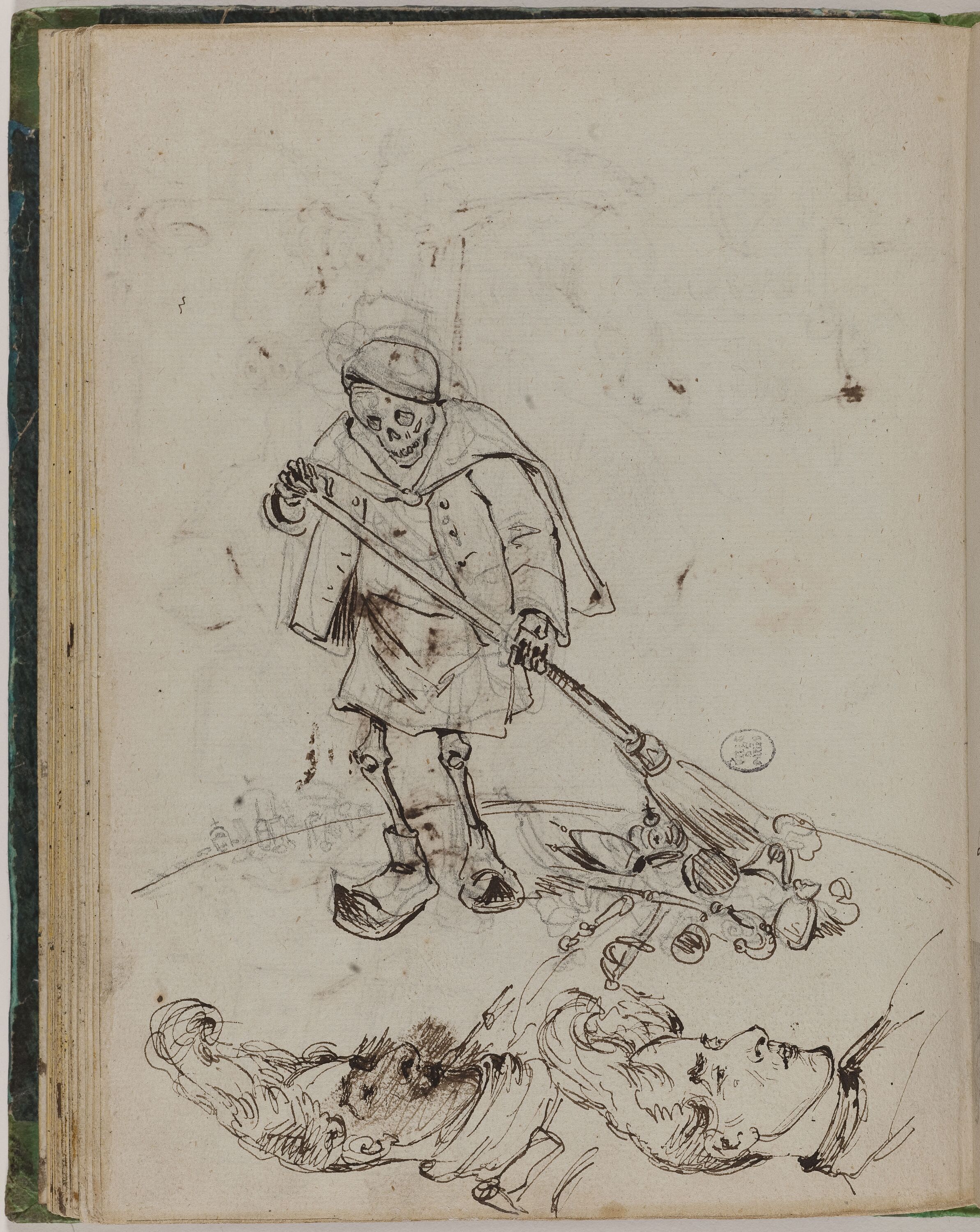 Grandville, La Mort balaye "le Monde". Portrait-charge du vicomte de Siméon.