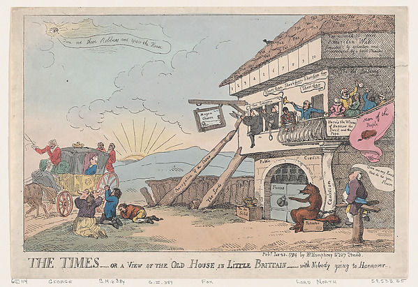 Thomas Rowlandson, The Times - Or A View Of The Old House In Little Brittain - With Nobody Going To Hannover