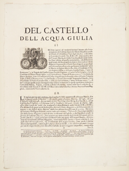 Giovanni Battista Piranesi, Acqua Giulia-fontænen. Tekstblad med bogstavet "T" indfældet i ornamentik