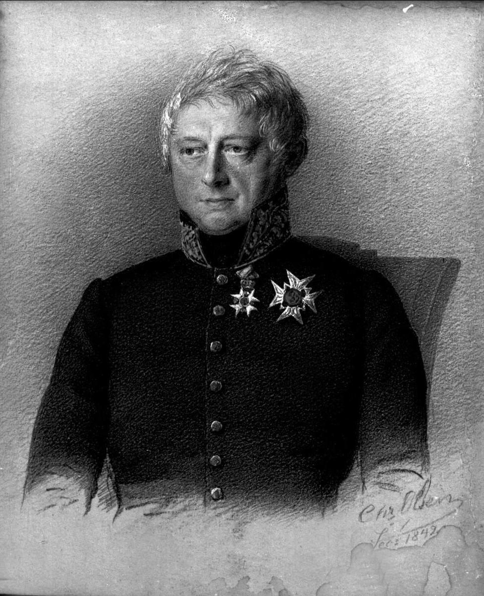 Gustav Borgen, Avfotografering. Avfotografering av tegning. Klems plade. Reproduksjon av: Chr. Olsen dec 1842. (General Palle Rømer Fleischer?)