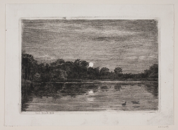 Carl Bloch, Bondedammen ved Hellebæk. Måneskin