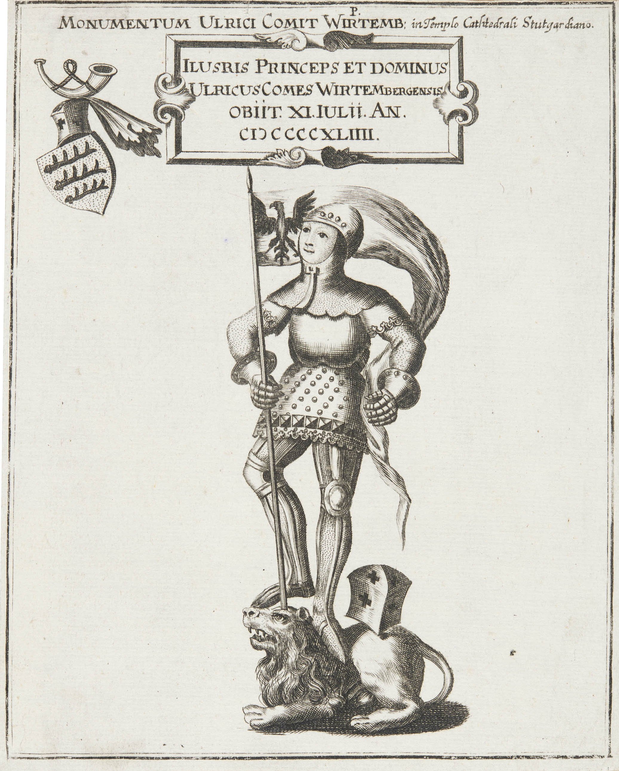 Andreas Matthäus Wolfgang, Darstellung des Grafenstandbilds Ulrichs III. in der Stuttgarter Stiftskirche
