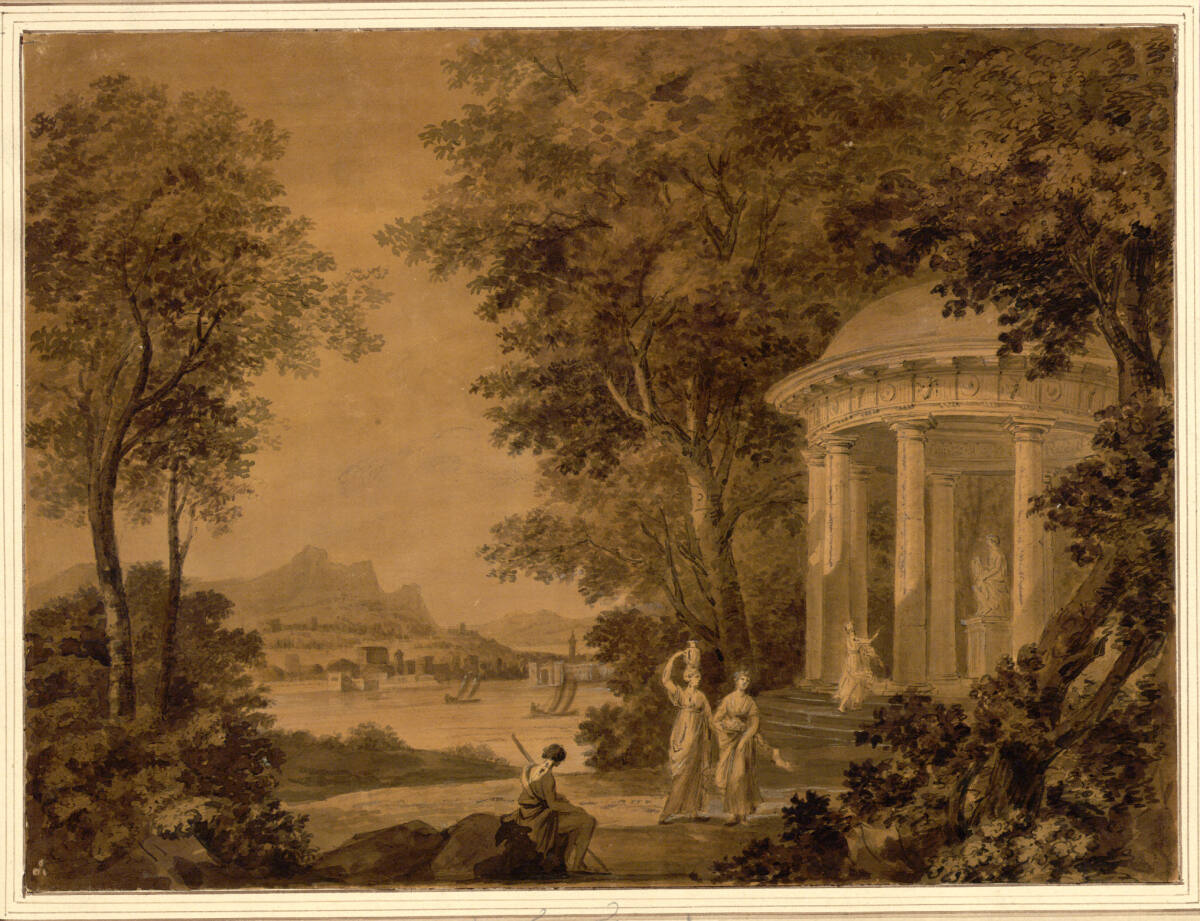 FrançoisLefèbvre, Arkadische Landschaft mit rundem Apollontempel