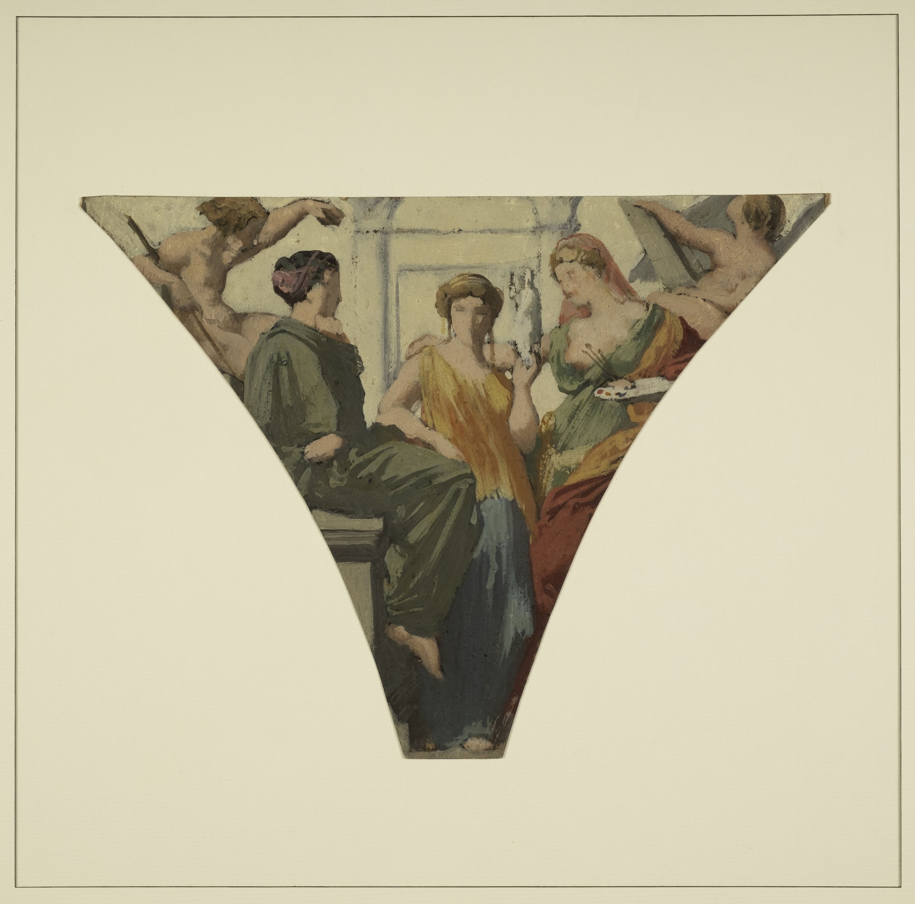 Henri Lehmann, Esquisse pour la grande galerie des Fêtes de l'ancien Hôtel de Ville de Paris : L'Architecture, la Peinture, la Sculpture (Tres una vigent artes)