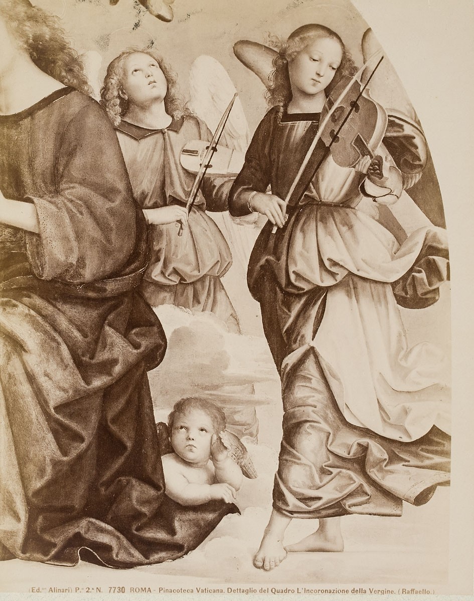 Fratelli Alinari, Ausschnitt aus dem Gemälde "Die Krönung der Jungfrau Maria" von Raffael, Vatikanische Museen, Pinakothek, Rom