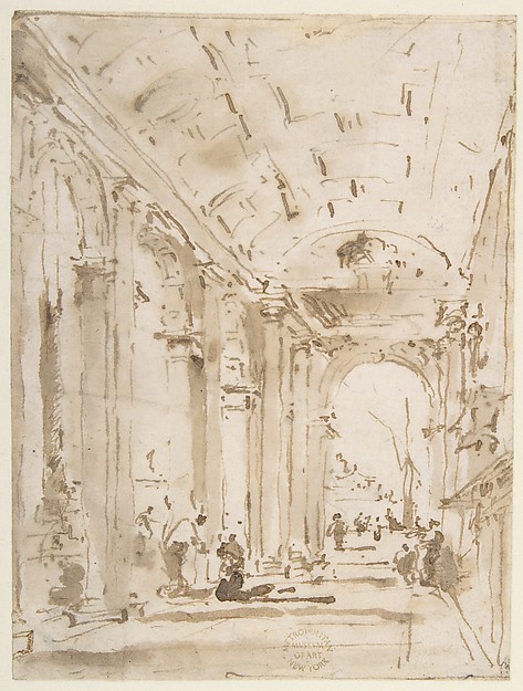 Francesco Guardi, The Arcade of the Libreria, Looking Toward San Giorgio Maggiore