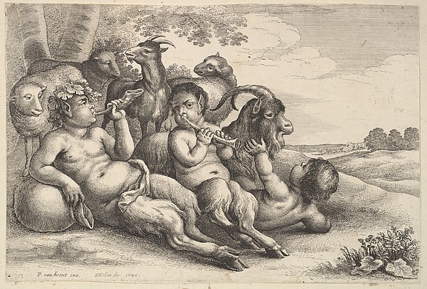 Wenceslaus Hollar, Two young satyrs and a boy