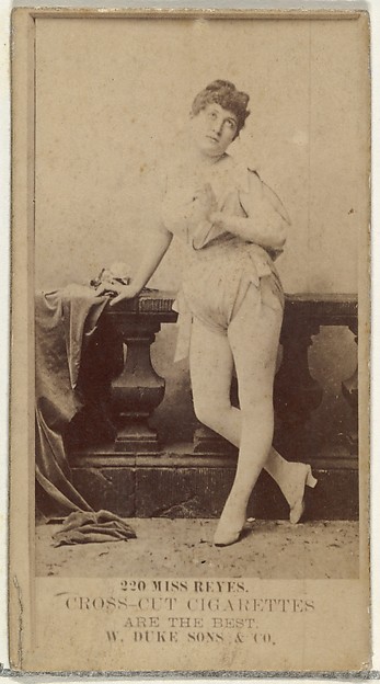 W. Duke, Sons & Co., Card Number 220, Miss Reyes, from the Actors and Actresses series (N145-3) issued by Duke Sons & Co. to promote Cross Cut Cigarettes