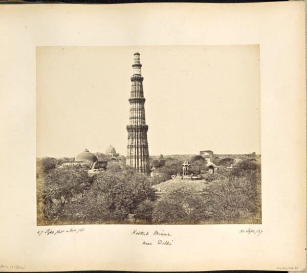Samuel Bourne, Delhi; The Kutub Minar and surrounding Ruins, from the East