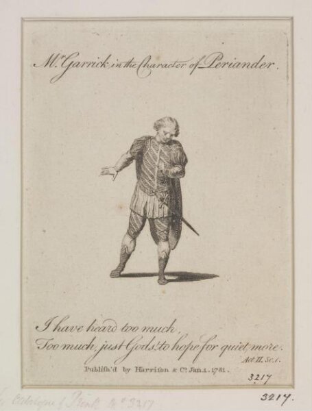 Unknown, Mr. Garrick in the character of Periander in Eurydice