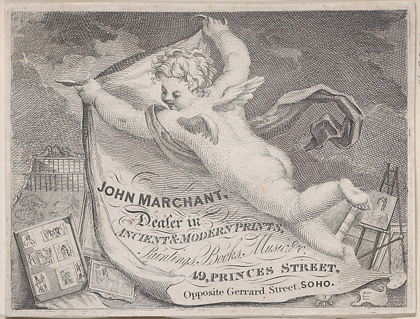 Anonymous, British, 19th century, Trade Card for John Marchant, Print Dealer
