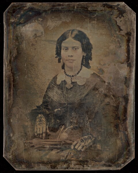 Unknown, [Portrait of a Seated Woman Holding Umbrella]